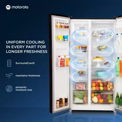Motorola 592 L Smart Wifi Enabled Frost Free Side by Side Refrigerator (Premium Black, 592HSMTB)(OPEN BOX) Motorola 592 L Smart Wifi Enabled Frost Free Side by Side Refrigerator (Premium Black, 592HSMTB)(OPEN BOX)